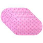 Kuber Industries Bath Mat | PVC Bathroom Mat | Shower Bath Mat | Floor Tub Mat | Bathroom Oval Mud Mat | Anti-Skid Shower Bathroom Mat | Q-01C |Pack of 5| Pink